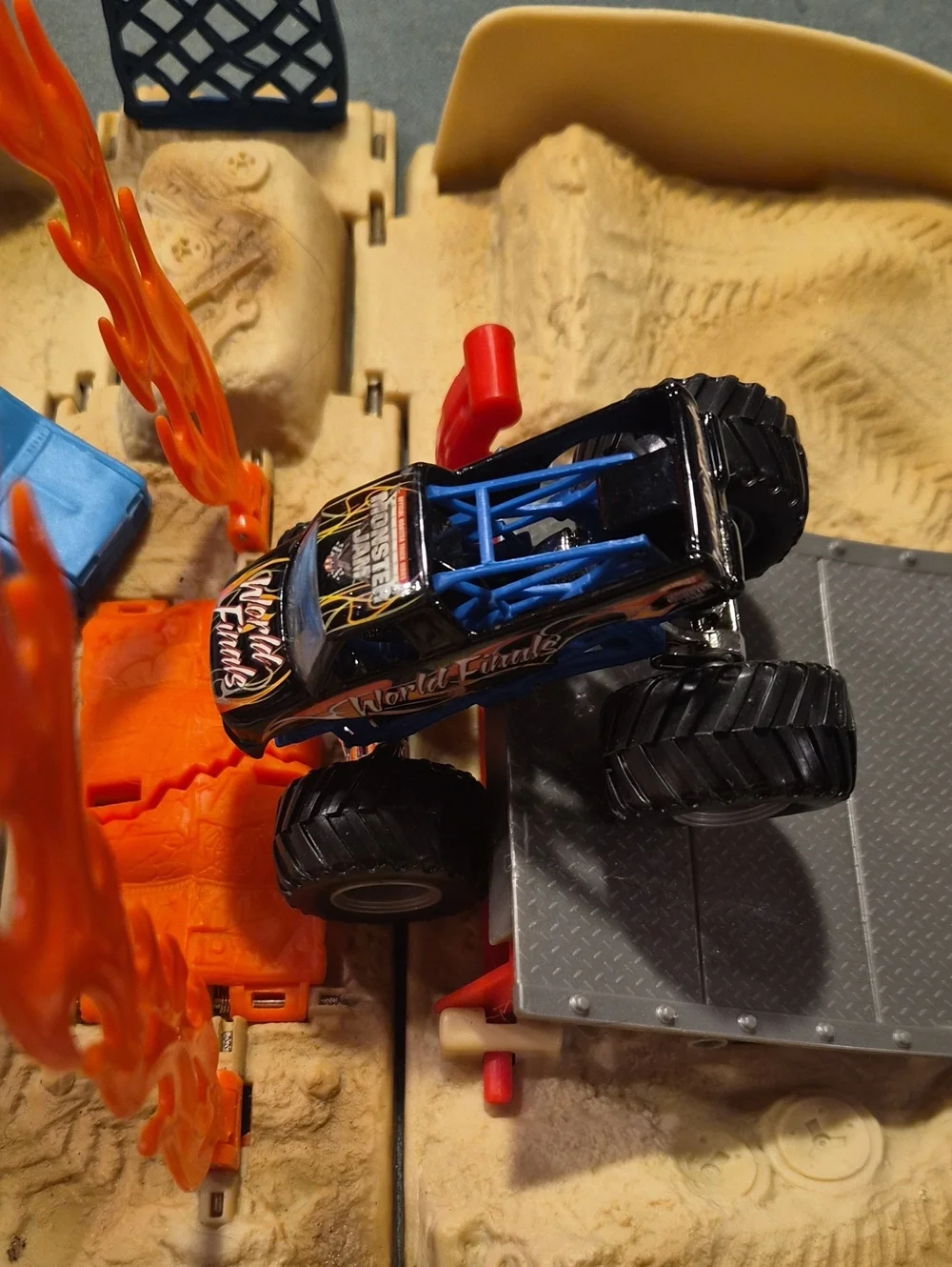Blue Monster Truck Playset with Orange Flames - Kids Toys